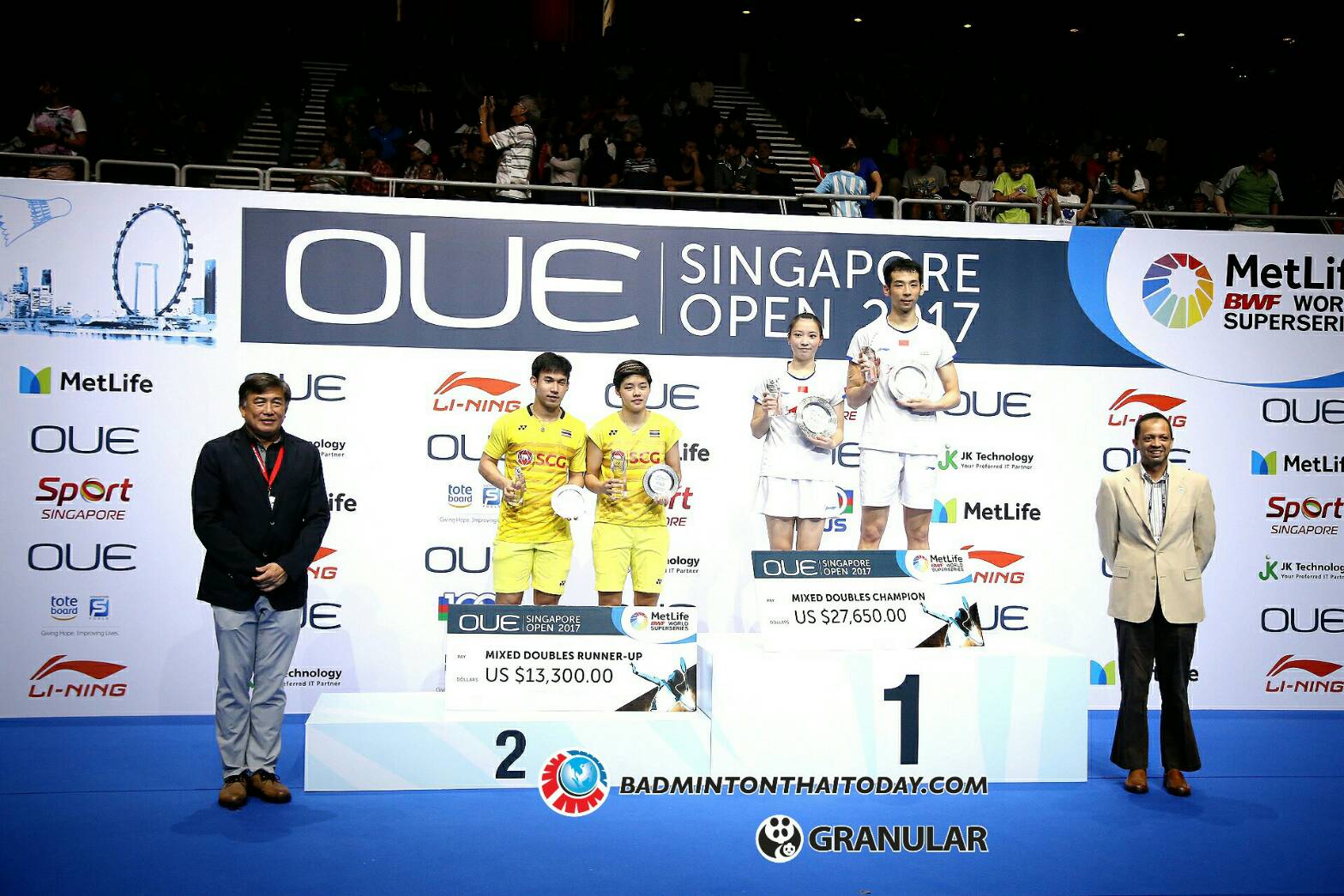 บาส-ปอป้อ ต้านกำแพงเมืองจีนไม่ไหว พ่ายไปแบบสุดมันส์ 1:2 เกมส์ ได้ตำแหน่งรองแชมป์ OUE Singapore Open 2017
